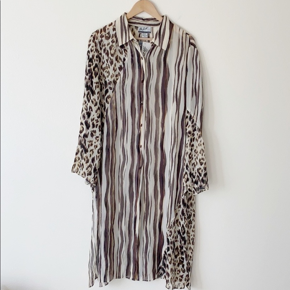 Randolph Duke Animal Print Long Silk Shirt NWT